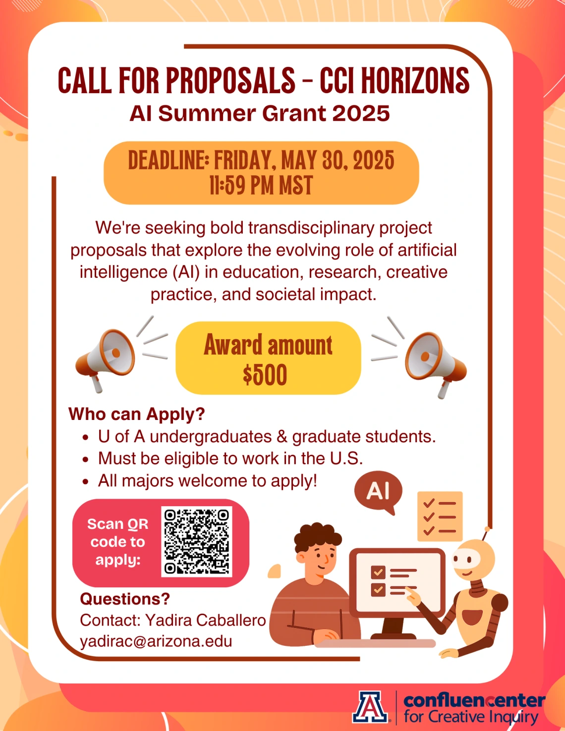 Call for Proposals - CCI Horizons AI Summer Grant 2025 Deadline: Friday May 30 2025 11:59 PST