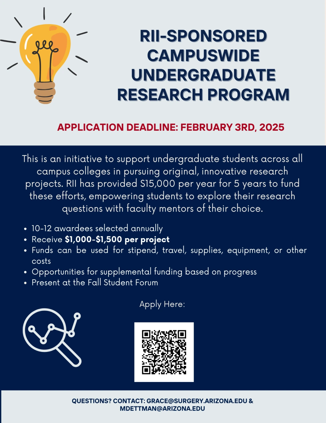 RII-Sponsored Campuswide Undergraduate Student Initiated Original Research Program Application Deadline: Feburary 3rd 2025