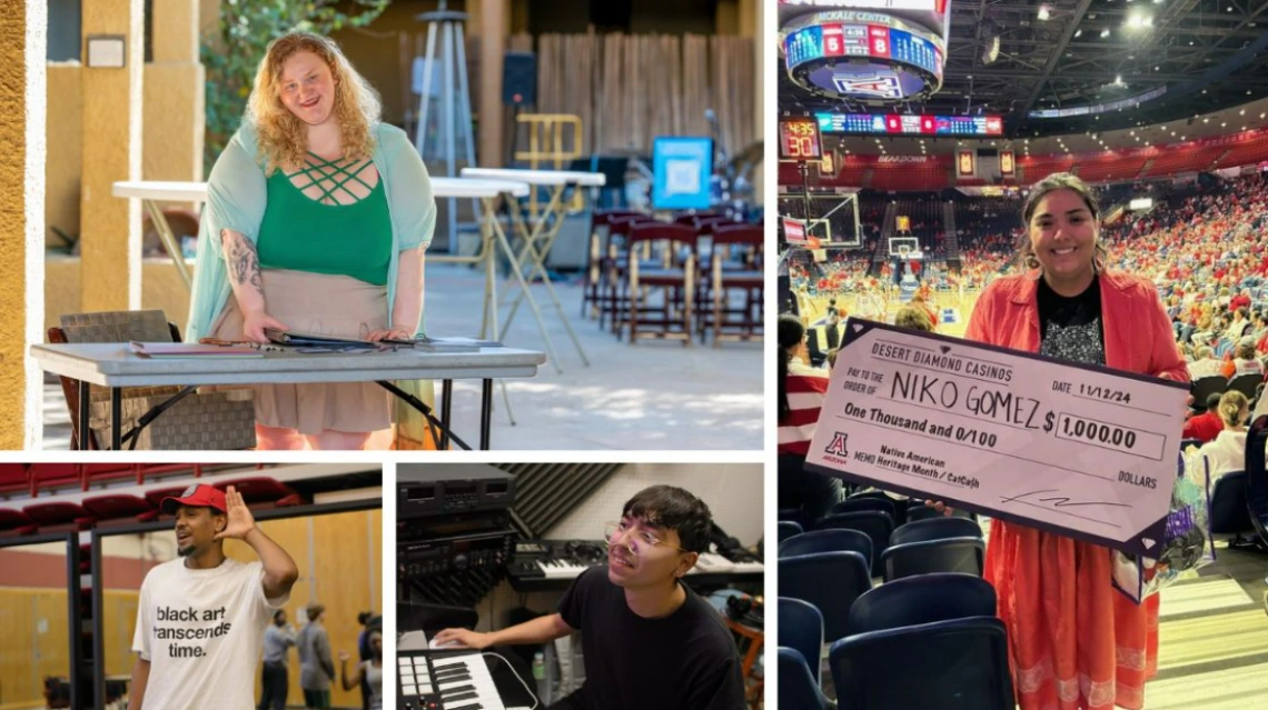 A collage of various artists of various arts at work