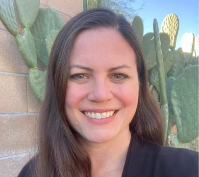 Headshot of Kelley Merriam-Castro Image of Kelley Merriam-Castro in Tucson garden