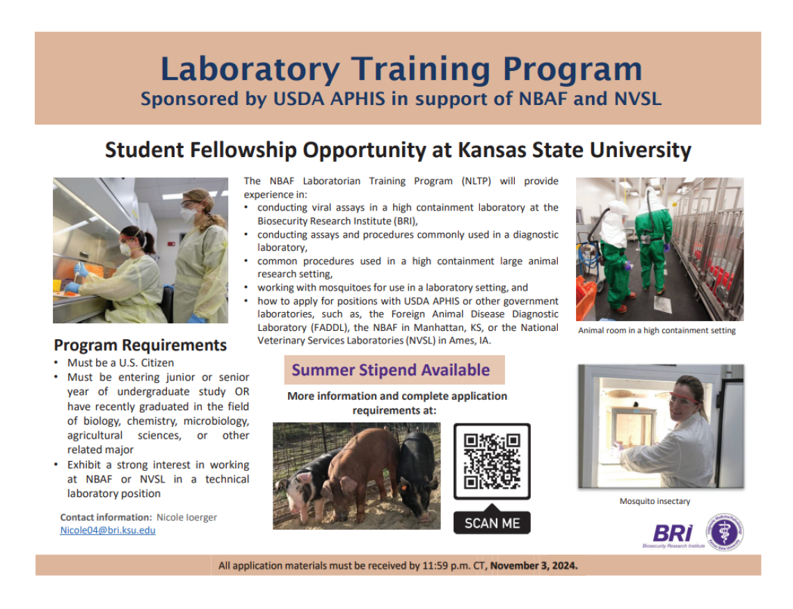 Kansas State University: Laboratory Training Program for 